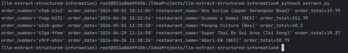 A small demo of an LLM extracting structured information from invoices